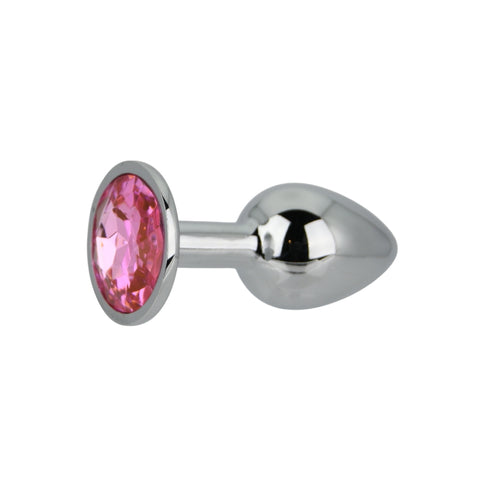 Toosh Silver Metal Butt Plug Small (Pink Stone) – Smooth Beginners Butt Plug > Anal Range > Jewel Butt Plugs