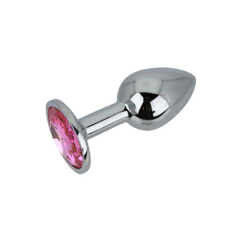 Toosh Silver Metal Butt Plug Small (Pink Stone) – Smooth Beginners Butt Plug > Anal Range > Jewel Butt Plugs
