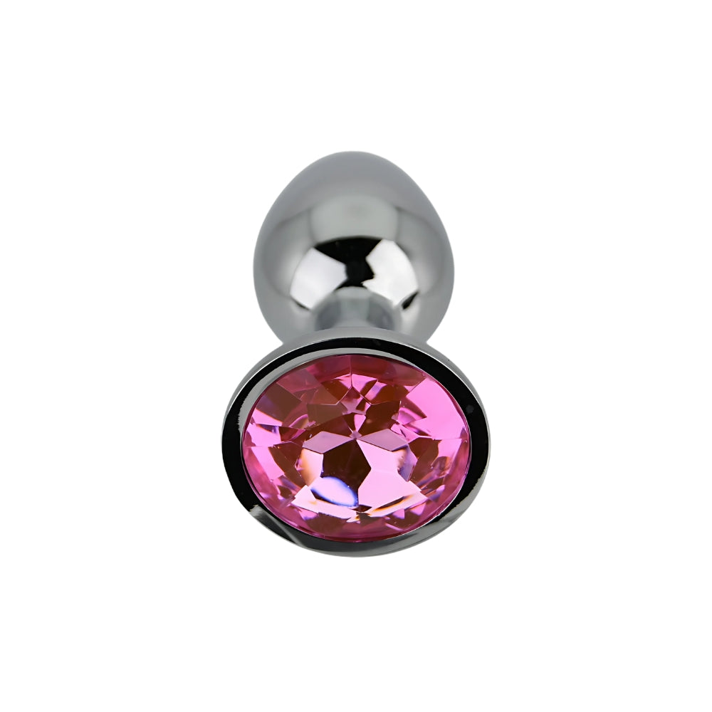 Toosh Silver Metal Butt Plug Small (Pink Stone) – Smooth Beginners Butt Plug > Anal Range > Jewel Butt Plugs