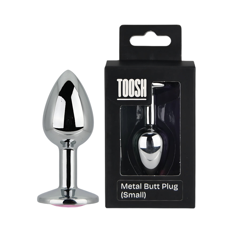 Toosh Silver Metal Butt Plug Small (Pink Stone) – Smooth Beginners Butt Plug > Anal Range > Jewel Butt Plugs