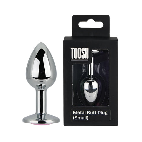 Toosh Silver Metal Butt Plug Small (Pink Stone) – Smooth Beginners Butt Plug > Anal Range > Jewel Butt Plugs
