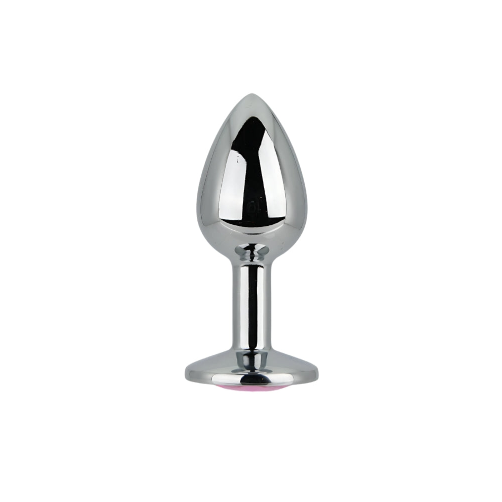 Toosh Silver Metal Butt Plug Small (Pink Stone) – Smooth Beginners Butt Plug Default Title > Anal Range > Jewel Butt Plugs