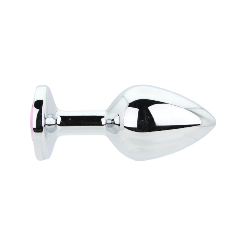 Toosh Silver Metal Butt Plug Medium (Pink Stone) – Medium Metal Butt Plug > Anal Range > Jewel Butt Plugs