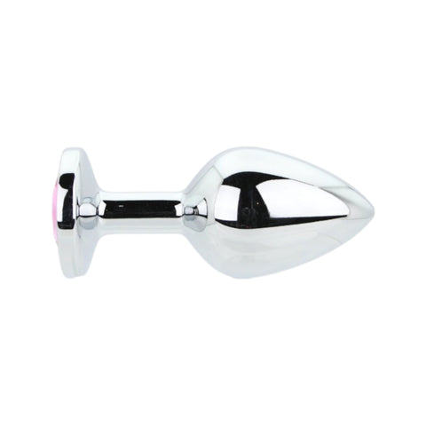 Toosh Silver Metal Butt Plug Medium (Pink Stone) – Medium Metal Butt Plug > Anal Range > Jewel Butt Plugs