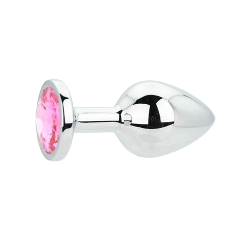 Toosh Silver Metal Butt Plug Medium (Pink Stone) – Medium Metal Butt Plug > Anal Range > Jewel Butt Plugs
