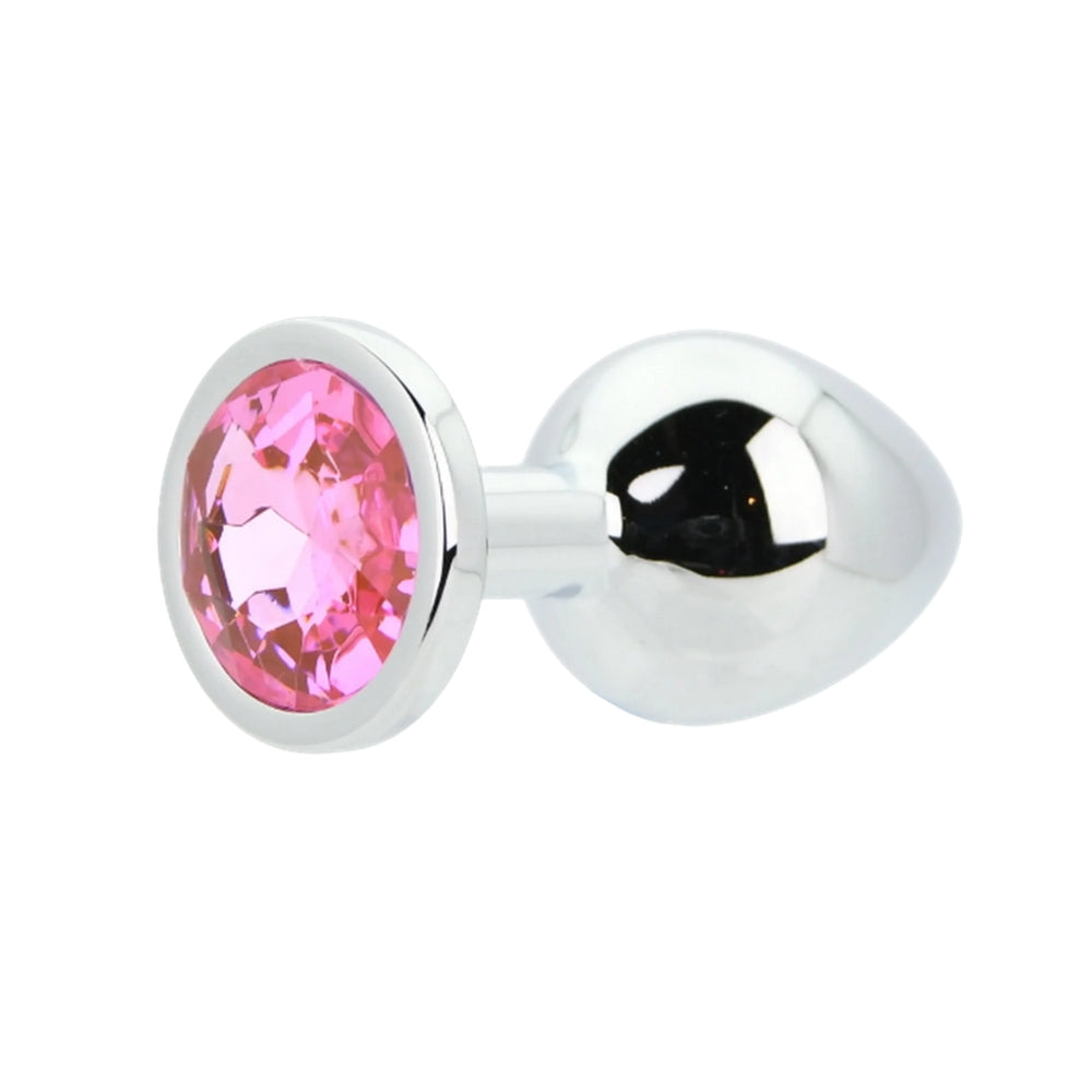 Toosh Silver Metal Butt Plug Medium (Pink Stone) – Medium Metal Butt Plug > Anal Range > Jewel Butt Plugs
