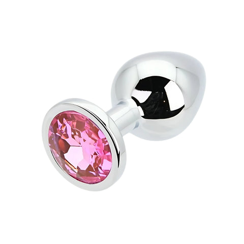 Toosh Silver Metal Butt Plug Medium (Pink Stone) – Medium Metal Butt Plug > Anal Range > Jewel Butt Plugs
