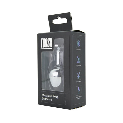 Toosh Silver Metal Butt Plug Medium (Pink Stone) – Medium Metal Butt Plug > Anal Range > Jewel Butt Plugs