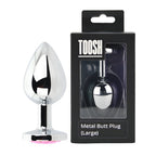 Toosh Round Gem Metal Butt Plug – Gold or Silver Finish with Jewelled Base (Small, Medium, Large) > Anal Range > Jewel Butt Plugs