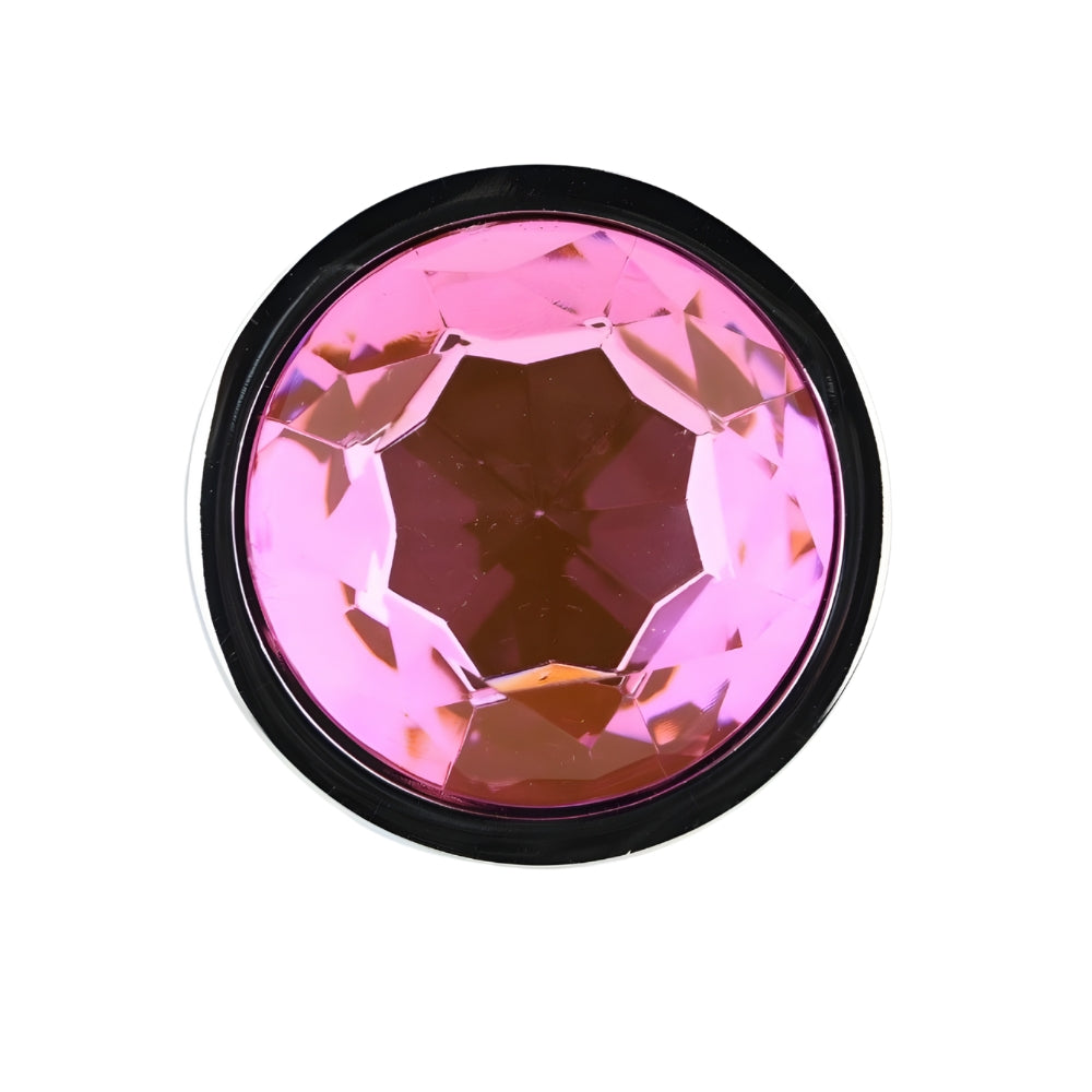 Toosh Silver 3.75 Inch Metal Butt Plug Large Pink Stone – Jewelled Large Butt Plug > Anal Range > Jewel Butt Plugs