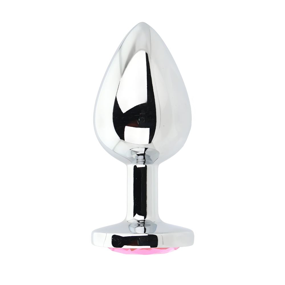 Toosh Silver 3.75 Inch Metal Butt Plug Large Pink Stone – Jewelled Large Butt Plug Default Title > Anal Range > Jewel Butt Plugs