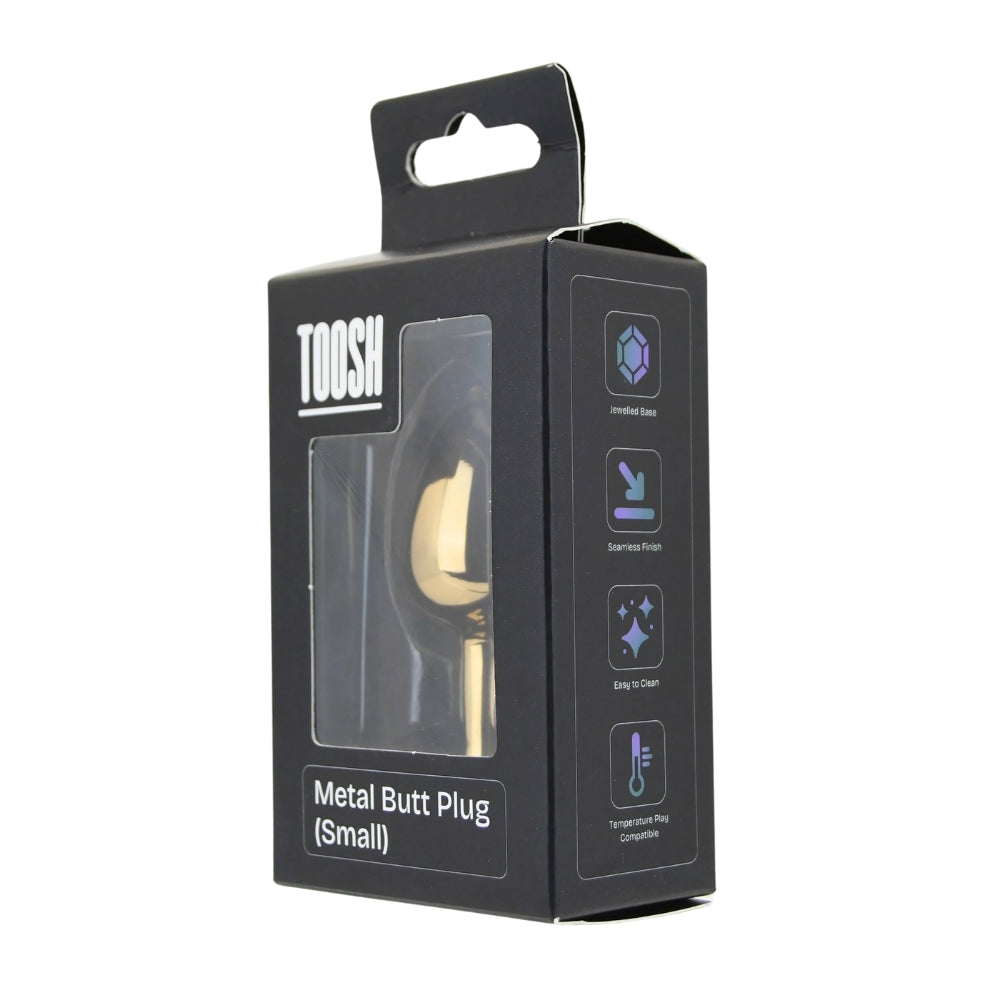 Toosh Gold 2.8 Inch Small Metal Butt Plug (Pink Stone) – Smooth Temperature Play Butt Plug > Anal Range > Jewel Butt Plugs