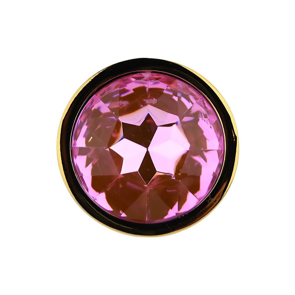 Toosh Gold 2.8 Inch Small Metal Butt Plug (Pink Stone) – Smooth Temperature Play Butt Plug > Anal Range > Jewel Butt Plugs