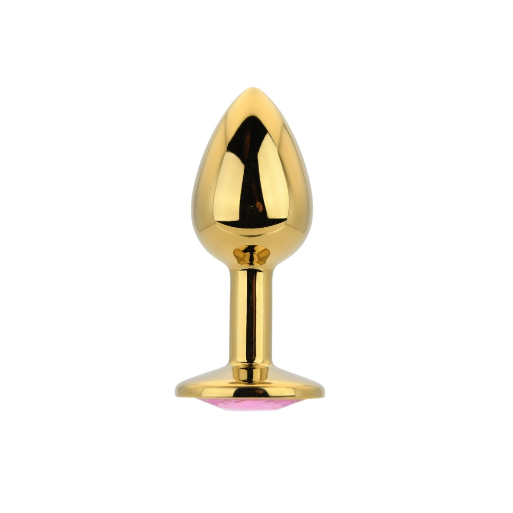 Toosh Gold 2.8 Inch Small Metal Butt Plug (Pink Stone) – Smooth Temperature Play Butt Plug Default Title > Anal Range > Jewel Butt Plugs
