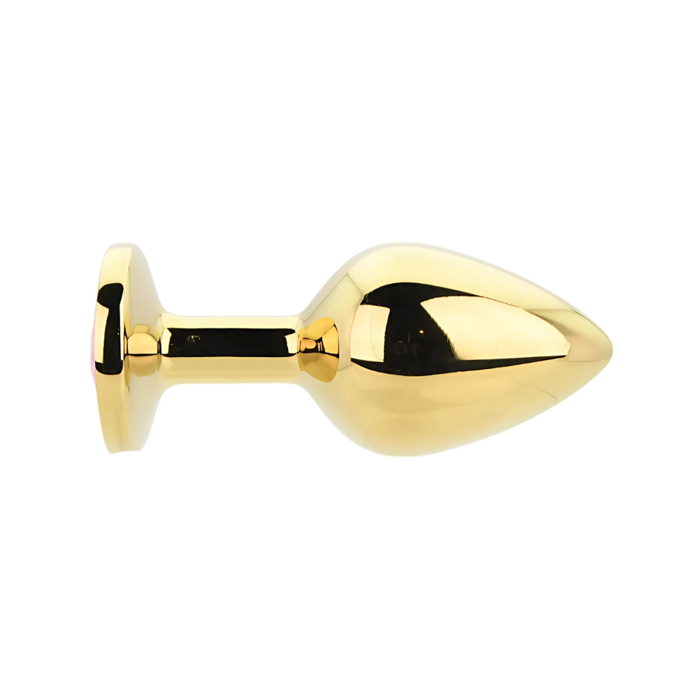 Toosh Gold 3.2 Inch Metal Butt Plug Medium (Pink Stone) – Medium Metal Butt Plug > Anal Range > Jewel Butt Plugs