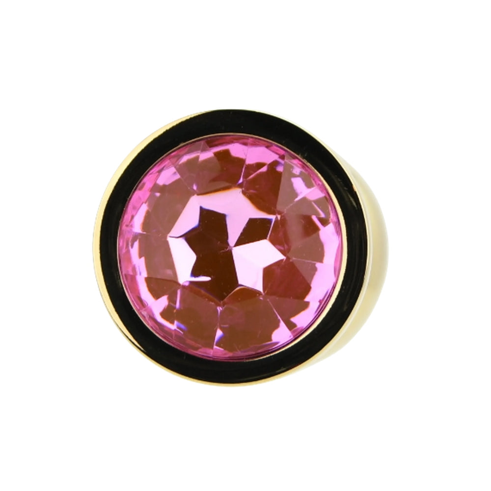 Toosh Gold 3.2 Inch Metal Butt Plug Medium (Pink Stone) – Medium Metal Butt Plug > Anal Range > Jewel Butt Plugs