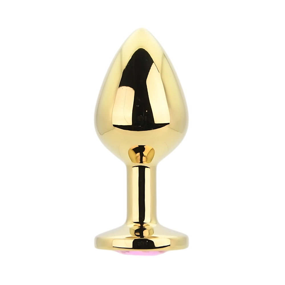 Toosh Gold 3.2 Inch Metal Butt Plug Medium (Pink Stone) – Medium Metal Butt Plug Default Title > Anal Range > Jewel Butt Plugs