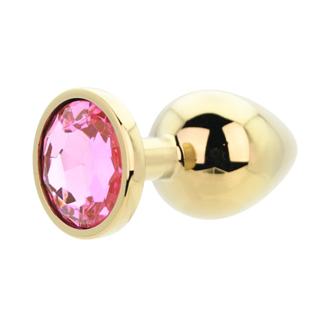 Toosh Gold Metal Butt Plug Large (Pink Stone) – Jewelled Large Butt Plug > Anal Range > Jewel Butt Plugs