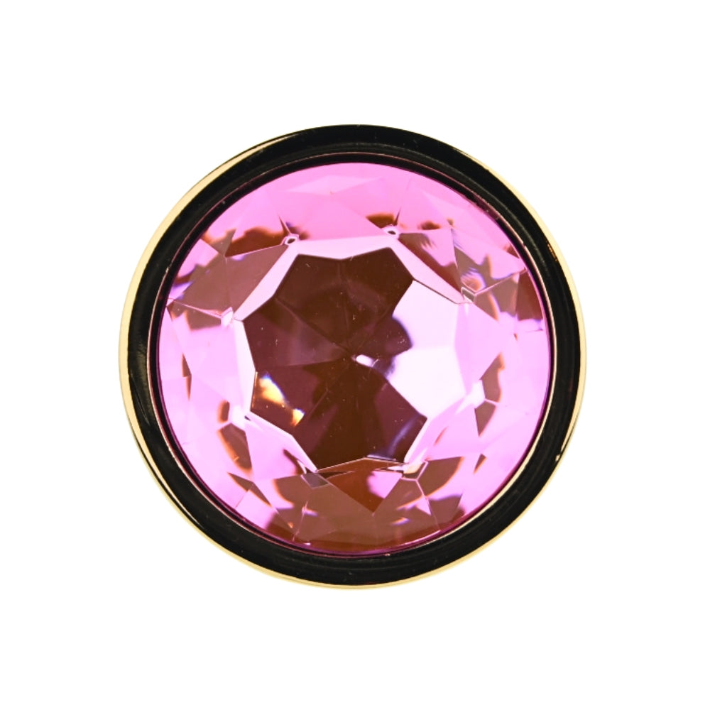 Toosh Gold 3.75 Inch Metal Butt Plug Large (Pink Stone) – Jewelled Large Butt Plug > Anal Range > Jewel Butt Plugs