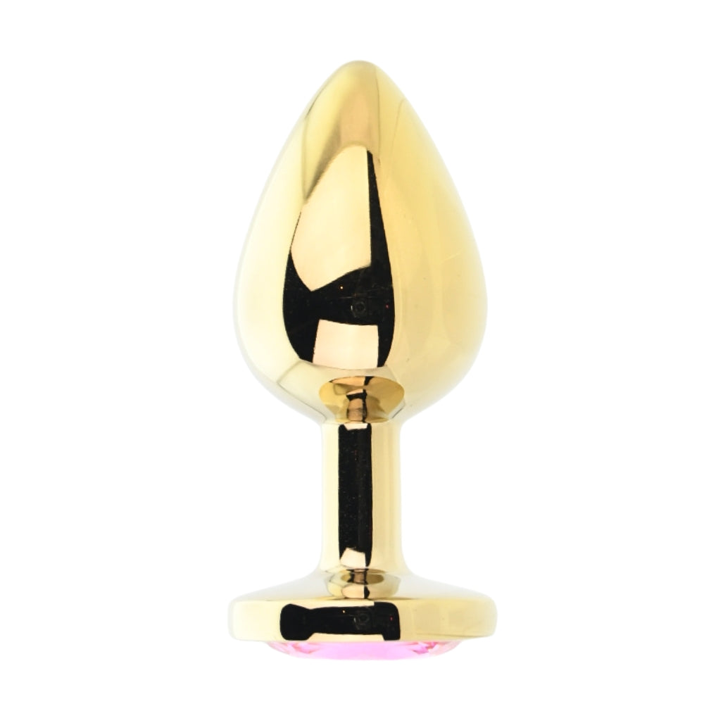 Toosh Gold 3.75 Inch Metal Butt Plug Large (Pink Stone) – Jewelled Large Butt Plug Default Title > Anal Range > Jewel Butt Plugs