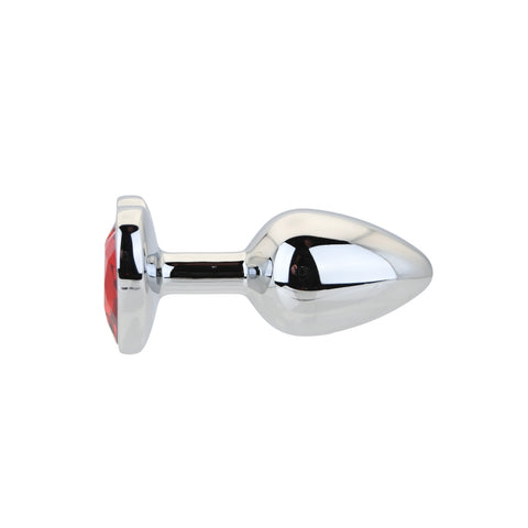 Toosh Heart Shaped Silver with Red Stone Small – Butt Plug > Anal Range > Jewel Butt Plugs