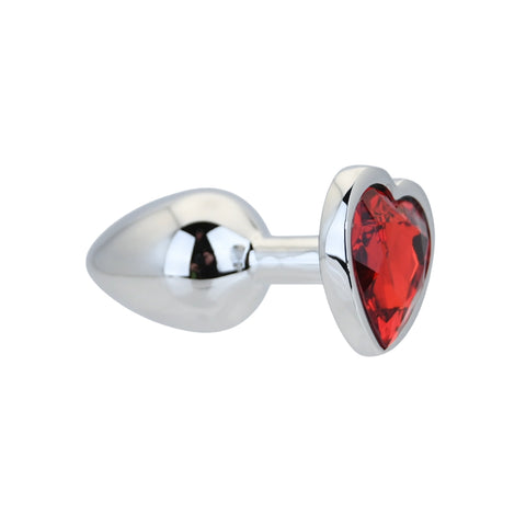 Toosh Heart Shaped Silver with Red Stone Small – Butt Plug > Anal Range > Jewel Butt Plugs