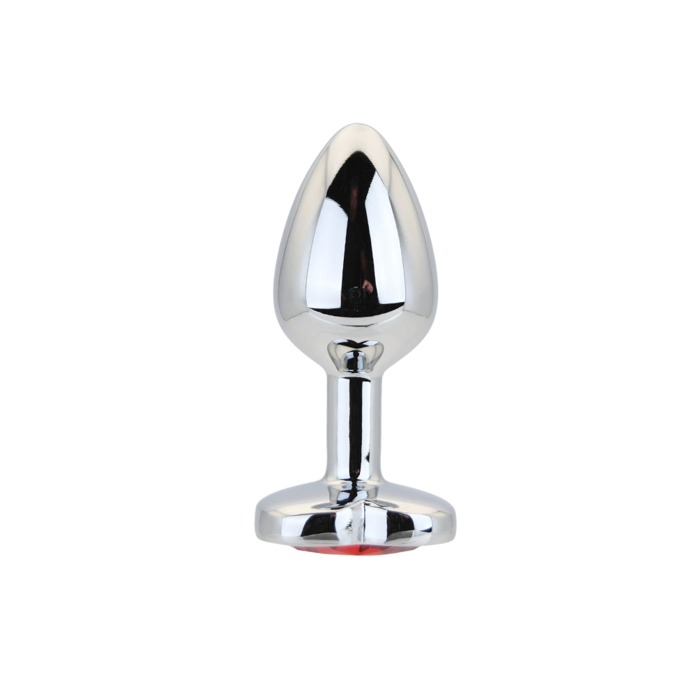 Toosh Heart Shaped Silver Small Butt Plug with Red Stone Jewel (2.45 inch insertable) Default Title > Anal Range > Jewel Butt Plugs