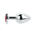 Toosh Heart Shaped Medium Silver Butt Plug with Red Stone Jewel > Anal Range > Jewel Butt Plugs