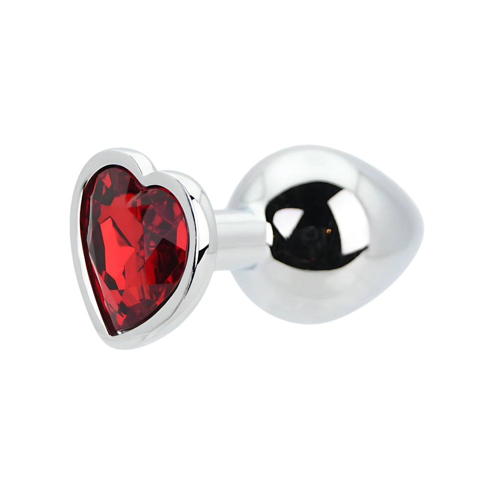 Toosh Heart Shaped Medium Silver Butt Plug with Red Stone Jewel (2.75 inch insertable) Default Title > Anal Range > Jewel Butt Plugs
