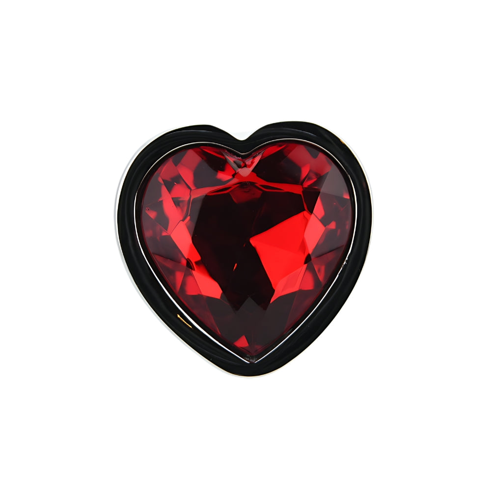 Toosh Heart Shaped Medium Silver Butt Plug with Red Stone Jewel (2.75 inch insertable) > Anal Range > Jewel Butt Plugs
