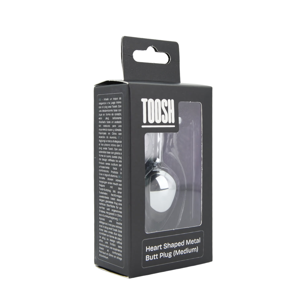Toosh Heart Shaped Medium Silver Butt Plug with Red Stone Jewel (2.75 inch insertable) > Anal Range > Jewel Butt Plugs
