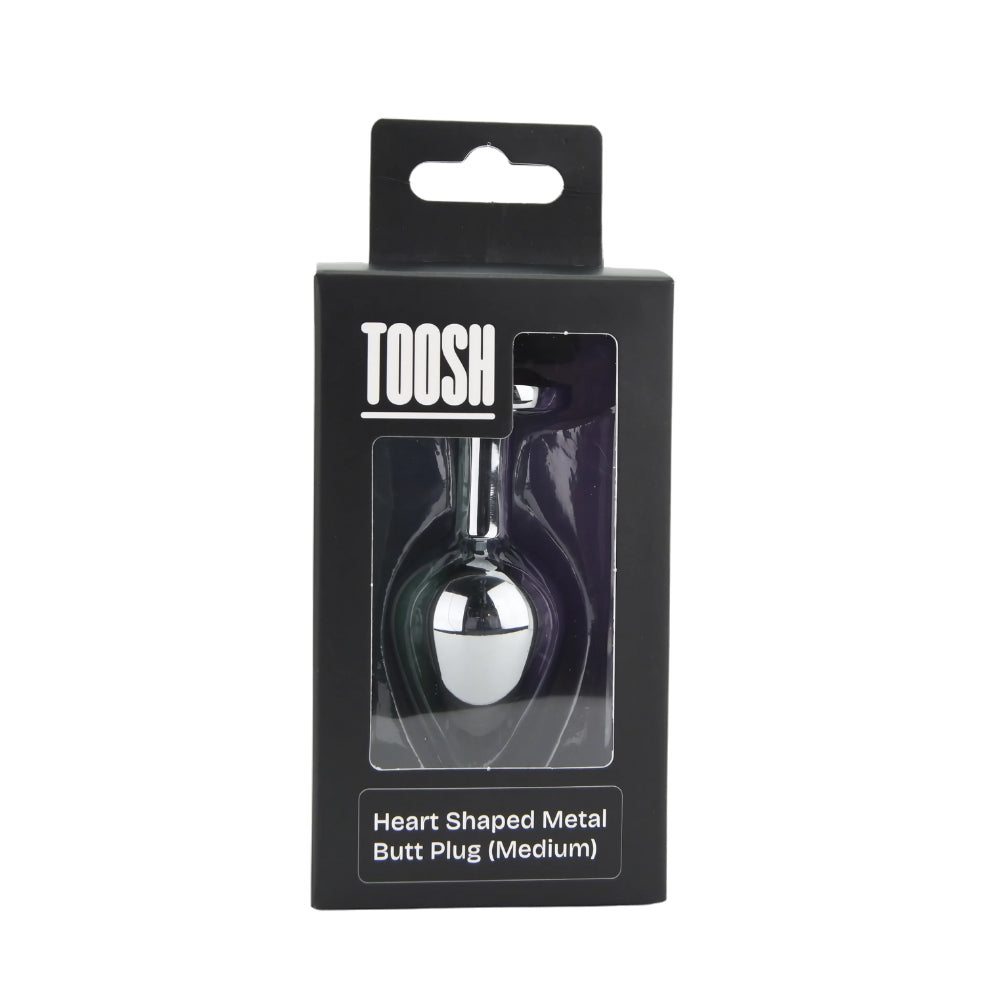 Toosh Heart Shaped Medium Silver Butt Plug with Red Stone Jewel (2.75 inch insertable) > Anal Range > Jewel Butt Plugs