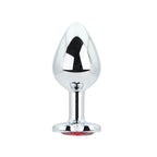 Toosh Heart Shaped Medium Silver Butt Plug with Red Stone Jewel > Anal Range > Jewel Butt Plugs