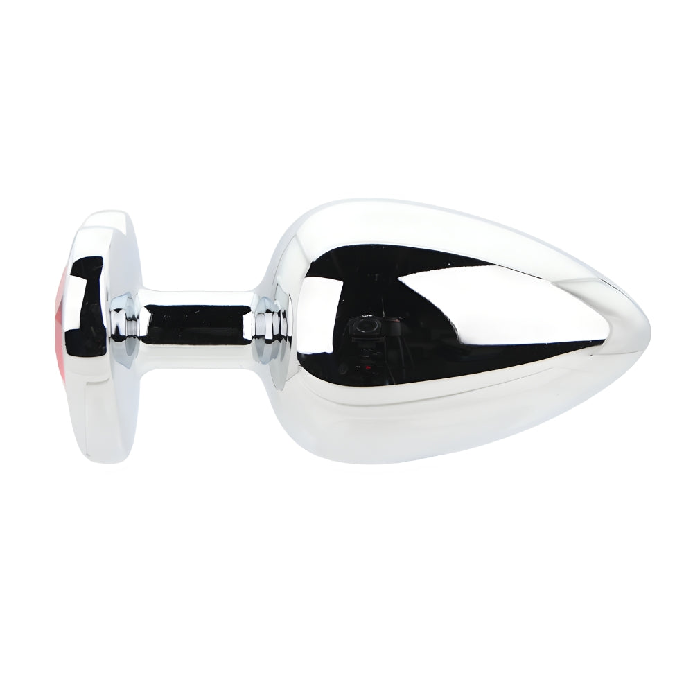 Toosh Heart Shaped Silver 3.75 Inch with Red Stone Large – Jewelled Large Butt Plug > Anal Range > Jewel Butt Plugs