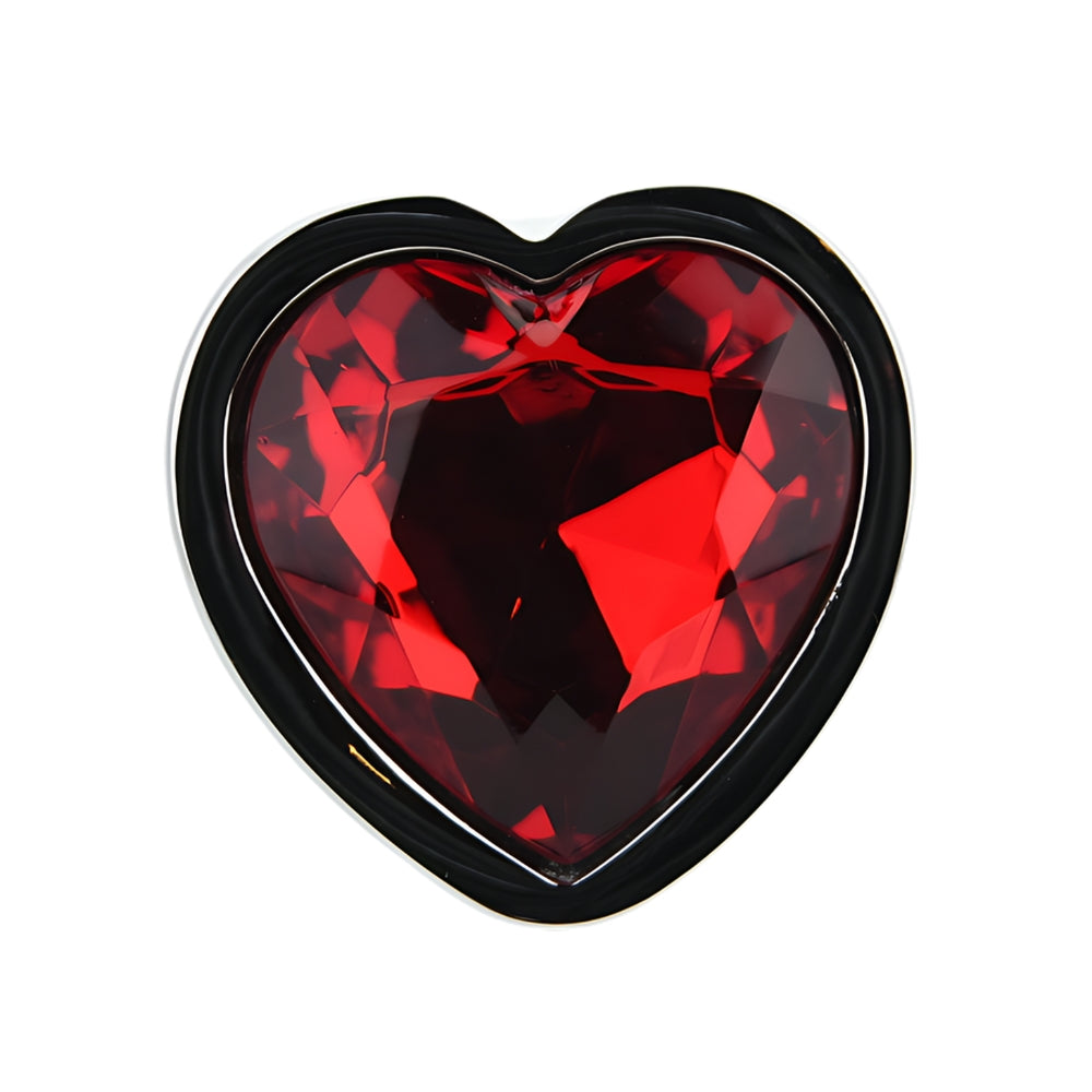 Toosh Heart Shaped Silver 3.75 Inch with Red Stone Large – Jewelled Large Butt Plug > Anal Range > Jewel Butt Plugs
