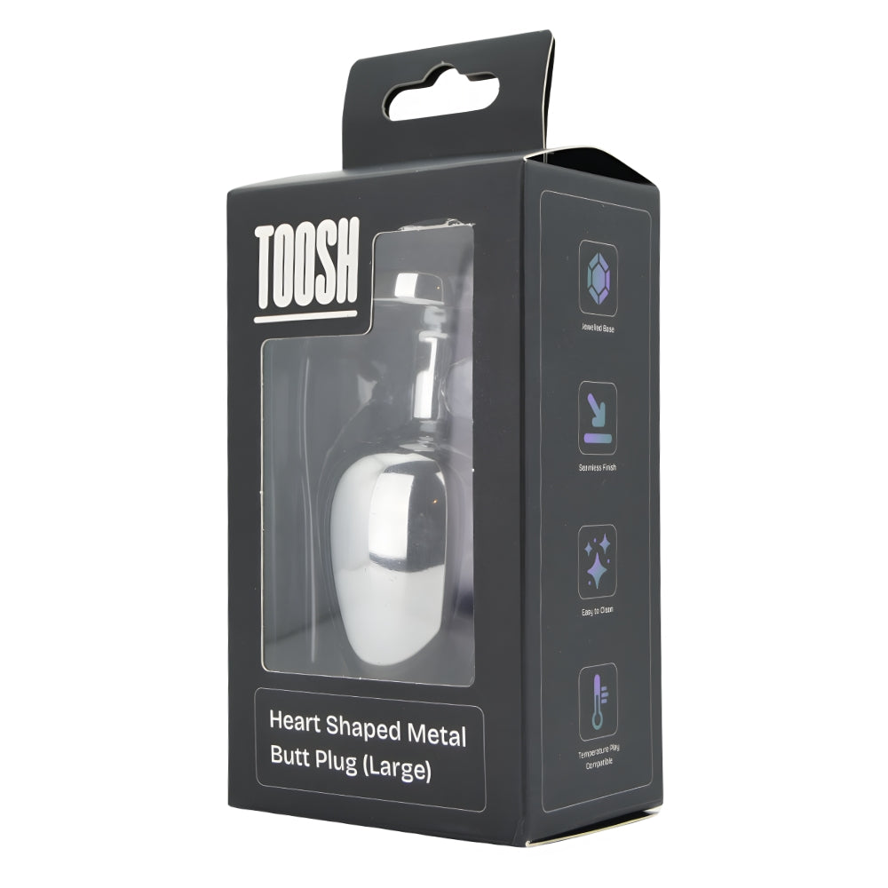 Toosh Heart Shaped Silver with Red Stone Large – Jewelled Large Butt Plug > Anal Range > Jewel Butt Plugs