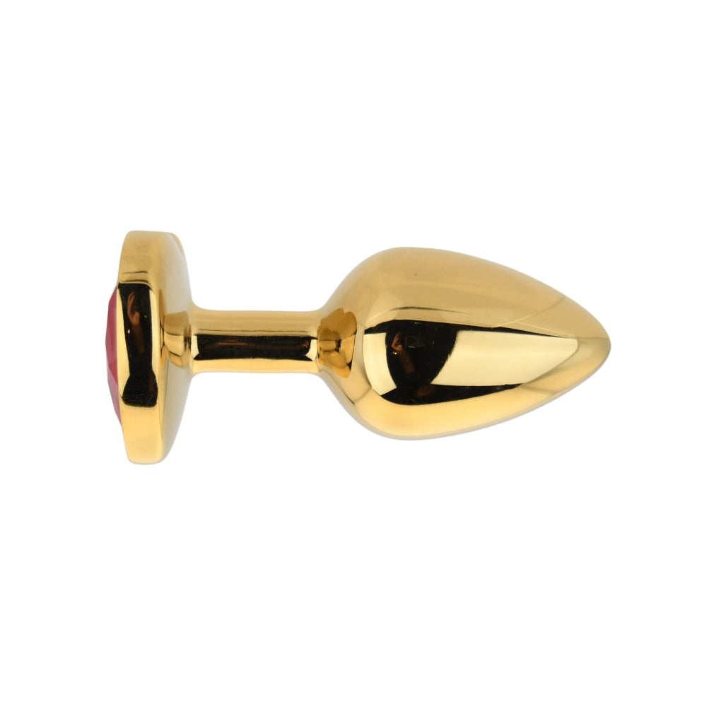 Toosh Heart Shaped Gold with Red Stone Small – Jewelled Small Butt Plug > Anal Range > Jewel Butt Plugs