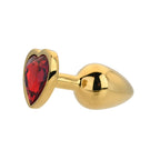 Toosh Heart Shaped Gold 2.8 Inch with Red Stone Small – Jewelled Small Butt Plug > Anal Range > Jewel Butt Plugs