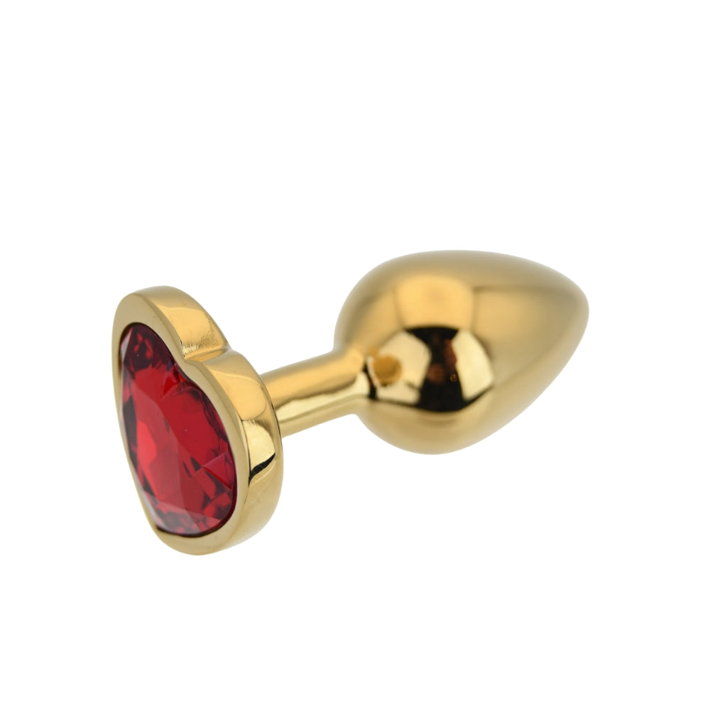 Toosh Heart Shaped Gold 2.8 Inch with Red Stone Small – Jewelled Small Butt Plug > Anal Range > Jewel Butt Plugs