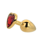 Toosh Heart Shaped Gold 2.8 Inch with Red Stone Small – Jewelled Small Butt Plug > Anal Range > Jewel Butt Plugs
