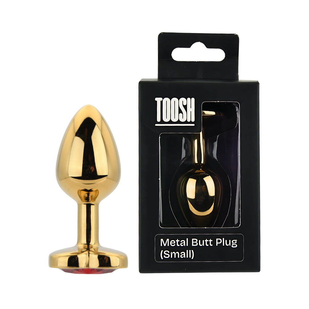 Toosh Heart Shaped Gold with Red Stone Small – Jewelled Small Butt Plug > Anal Range > Jewel Butt Plugs