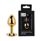 Toosh Heart Shaped Gold 2.8 Inch with Red Stone Small – Jewelled Small Butt Plug > Anal Range > Jewel Butt Plugs
