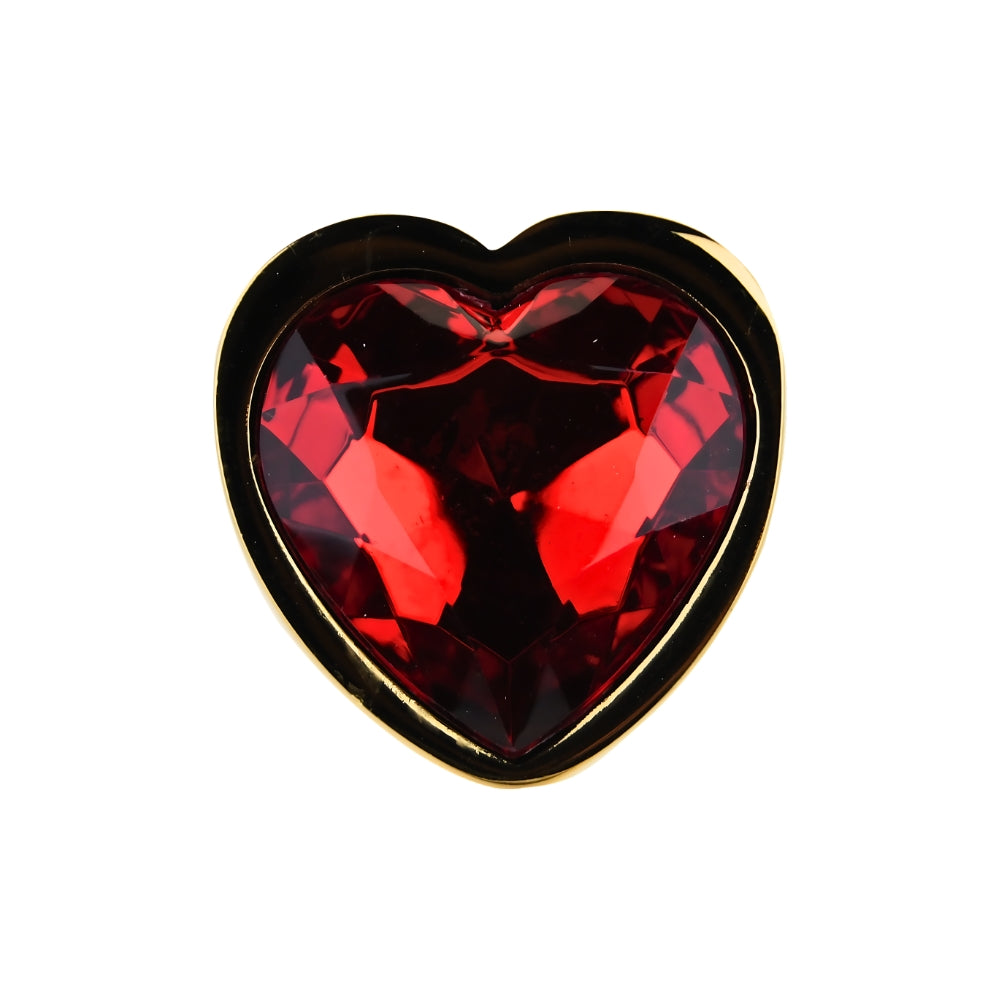 Toosh Heart Shaped Gold 2.8 Inch with Red Stone Small – Jewelled Small Butt Plug > Anal Range > Jewel Butt Plugs