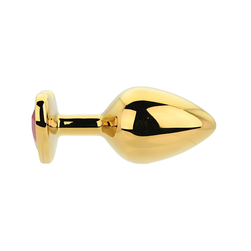 Toosh Heart Shaped Gold with Red Stone Medium – Jewelled Butt Plug > Anal Range > Jewel Butt Plugs