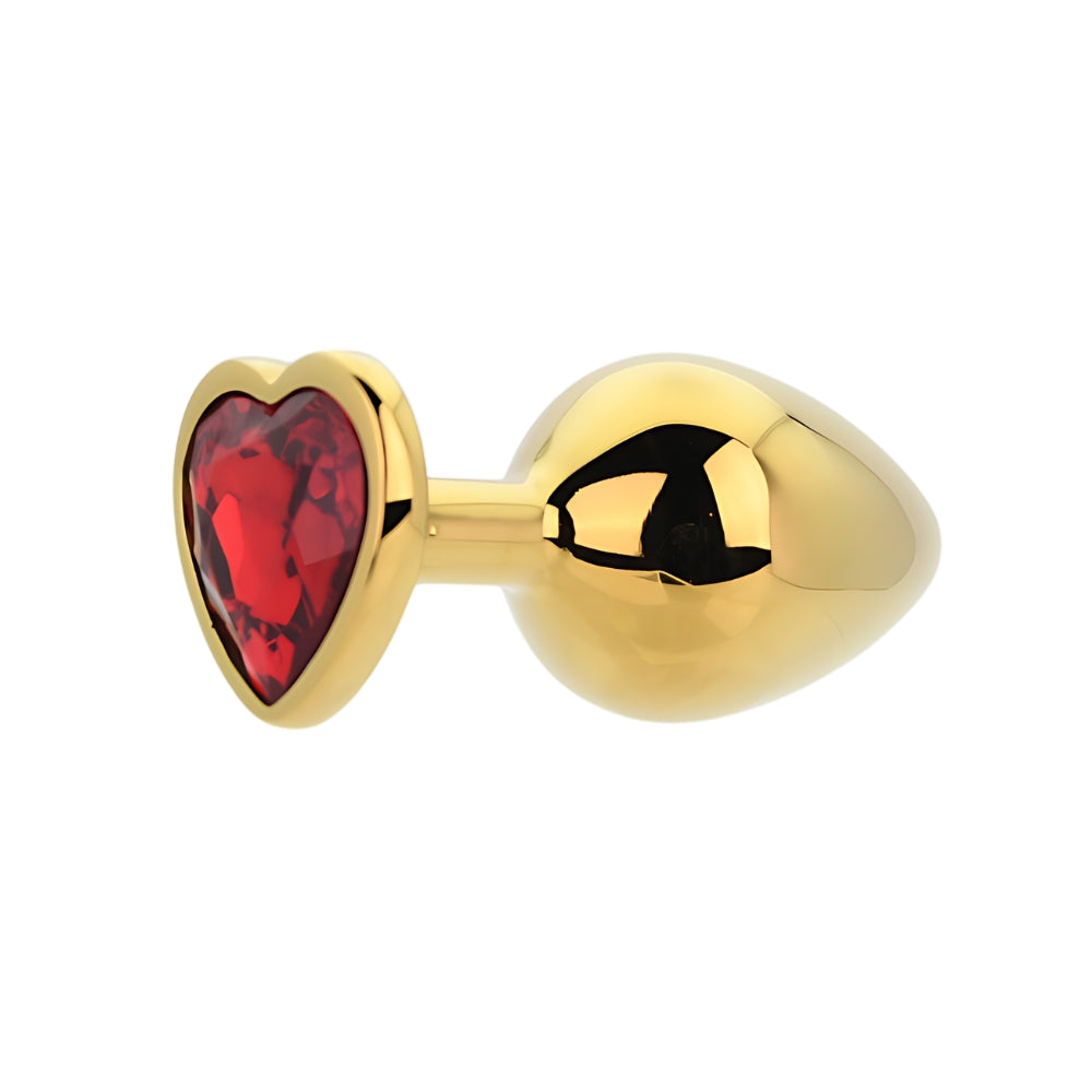 Toosh Heart Shaped Gold 3.2 Inch with Red Stone Medium – Jewelled Butt Plug Default Title > Anal Range > Jewel Butt Plugs