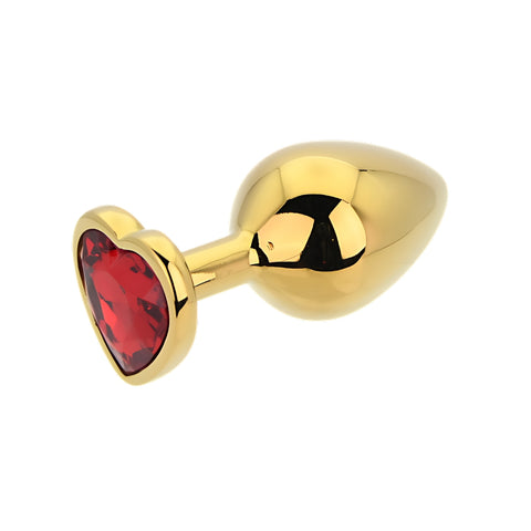 Toosh Heart Shaped Gold with Red Stone Medium – Jewelled Butt Plug > Anal Range > Jewel Butt Plugs