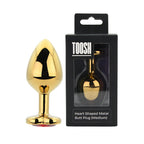 Toosh Heart Shaped Gold 3.2 Inch with Red Stone Medium – Jewelled Butt Plug > Anal Range > Jewel Butt Plugs