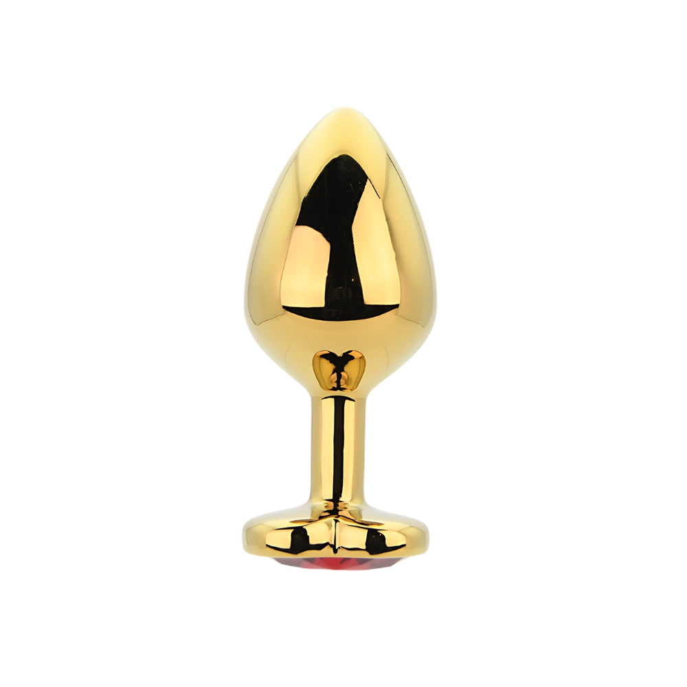 Toosh Heart Shaped Gold with Red Stone Medium – Jewelled Butt Plug > Anal Range > Jewel Butt Plugs