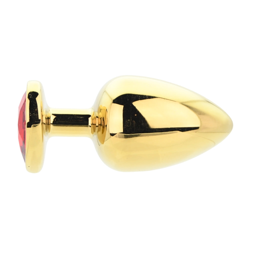 Toosh Heart Shaped Gold 3.75 Inch with Red Stone Large – Jewelled Large Butt Plug > Anal Range > Jewel Butt Plugs