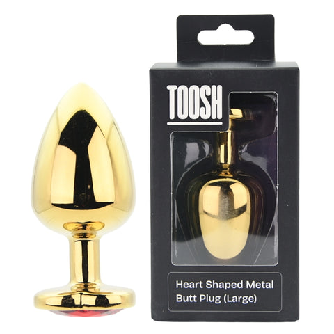 Toosh Heart Shaped Gold with Red Stone Large – Jewelled Large Butt Plug > Anal Range > Jewel Butt Plugs